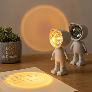 Premium Sunset Projection Lamp,Adjustable Brightness Touch Control LED Night Light,360° Rotating Astronaut Design Ambient Light for Bedroom Decor, Party, Photography,Rechargeable & USB Powered