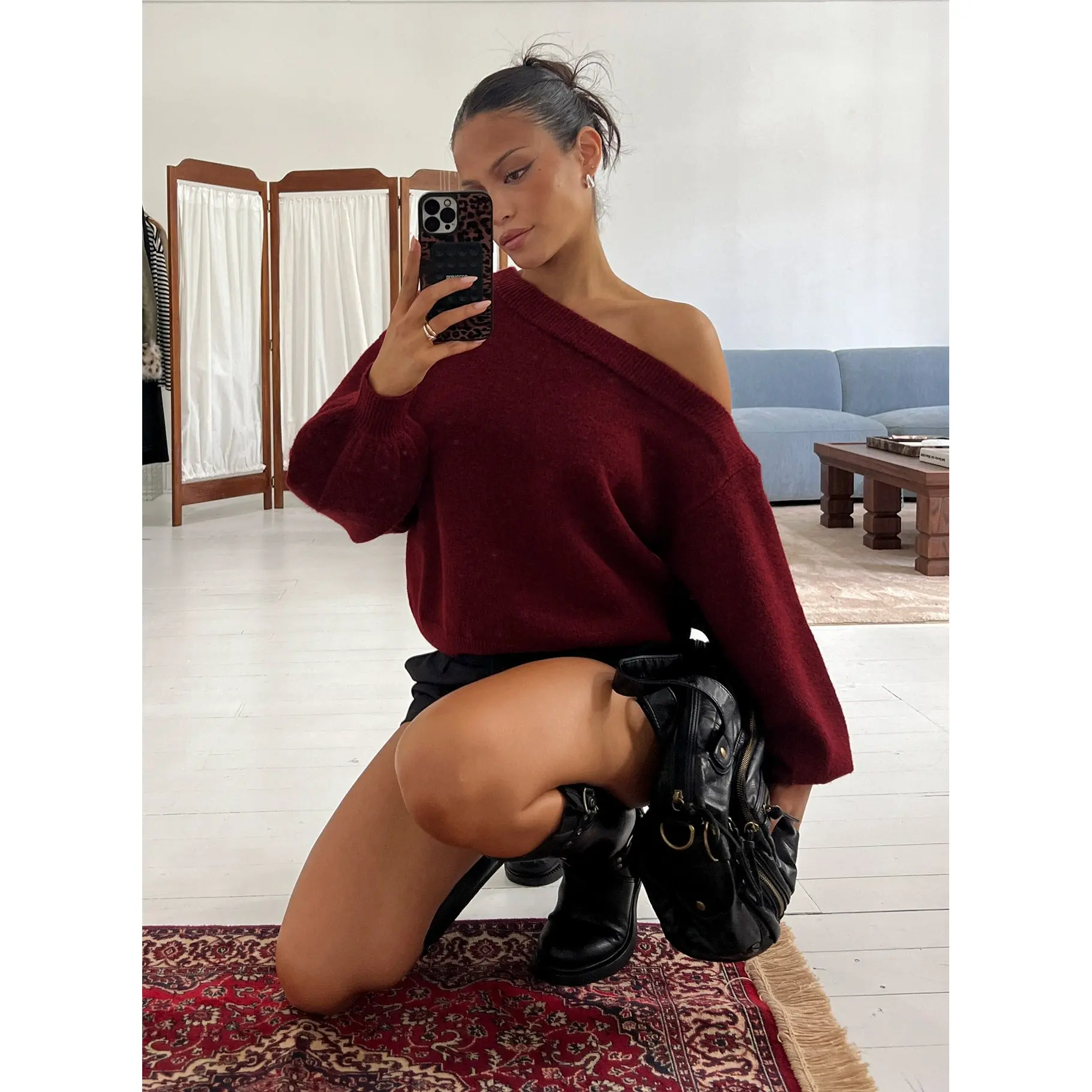 Noble Off The Shoulder Sweater Red