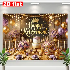 2D Flat, 1pc Elegant Retirement Party Backdrop Suitable for - Balloons & Cutout Decorations with "Happy Retirement" Text, Balloon & Cutout Wall Hanging for Indoor/Outdoor Events, No Needed, for retirement, Mileston