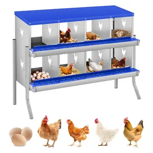 8 Compartments Chicken Nesting Boxes wirh legs for Laying Eggs, Poultry Nesting Boxes, Egg Laying Boxes for Chickens & Hens,Blue