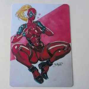 Lady Deadpool custom trading card/ token, hand drawn by Deadlance