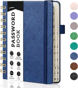 Password Book with Alphabetical Tabs, Spiral Password Keeper Book for Seniors, Internet Password Notebook Password Journal Logbook Log in Detail, Small  4.7''x 6'' (Navy Blue)