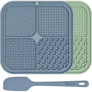 2 Pack Lick Mat for Dogs,Cats,Upgraded 8.5×8.5 inches Licking Mats with Suction Cups,Slow Feeder Licking Pad for Anxiety Relief and Boredom Reducer,Suitable for Dog Training Set 3