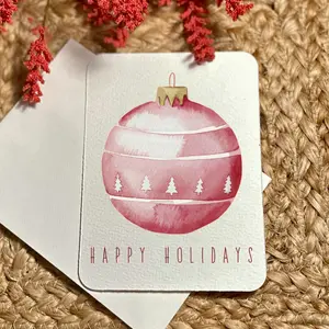 Handmade Watercolor Printed Christmas Cards Festive Art Print Holiday Cards Gift Box Set with Ornament Design Notecard Postcard Christmas Cards