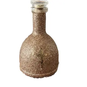 Dusse Hand Painted Bottle - Original Artwork Organizer in Decorative Silver Finish, Ideal for Any Use - Canister, Tin, Organiser