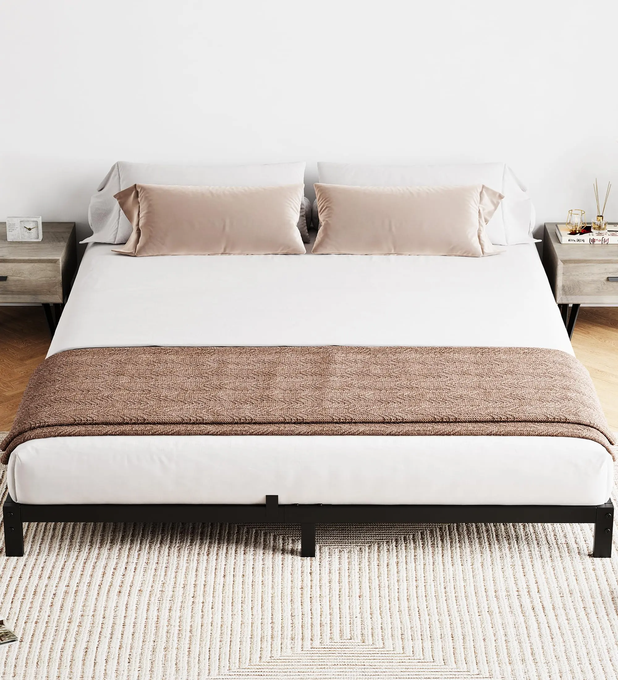 8-Inch Queen Bed Frame with Under Bed Storage, Heavy-Duty Mattress Foundation, Easy Assembly, No Box Spring Needed, Metal, 79.9" D x 60.4" W x 8" H