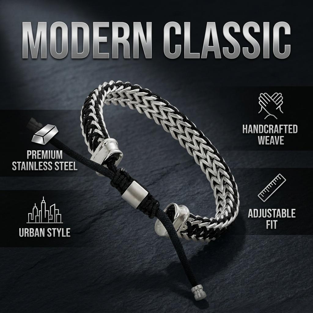 Mens Curb Chain,Stainless Steel Nylon Rope String Bracelets,Adjustable buckle,8.5in,Handmade Fashion Handmade Jewelry Gifts,Comes with a Gift Box Mens Curb Chain,Stainless Steel Nylon Rope String Bracelets,Adjustable buckle,8.5in,Handmade Fashion Handmade Jewelry Gifts,Comes with a Gift Box