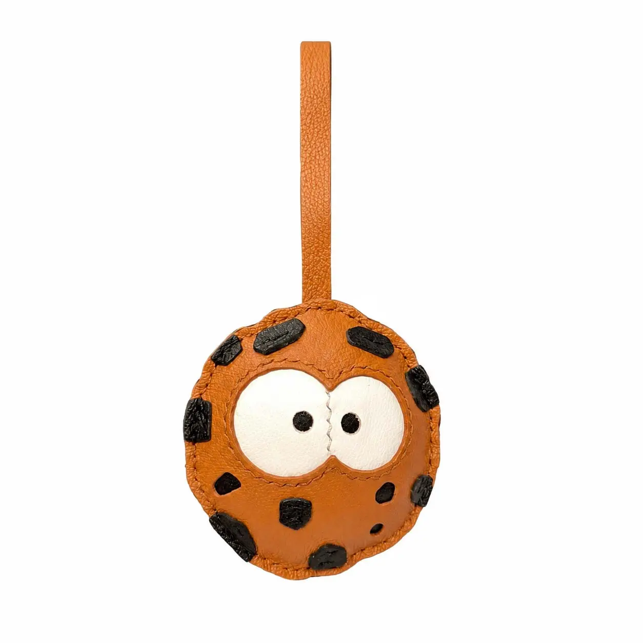 Cute Funny Big Eyes Cookie Bag Charm - Premium French Goatskin Leather Chocolate Chip Biscuit Keychain for Tote Travel Luggage Decor, Cheerful Colorful Accents for Bag Lovers, 100% Satisfaction Guarantee, 24-Hour Customer Service