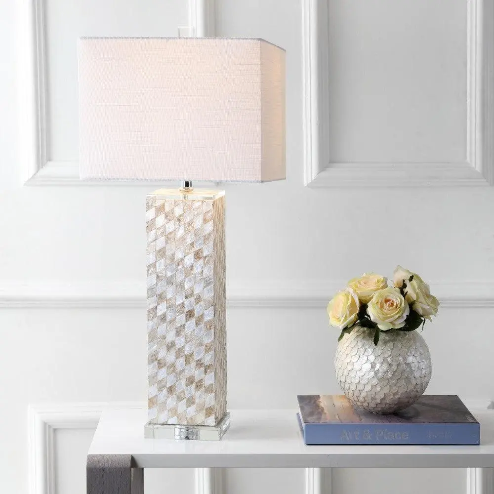 JONATHAN Y Daniel Seashell Crystal LED Table Lamp for Bedroom Living Room Foyer Hallways Dining Room Dorms Modern Standing Light Home Decor Lighting