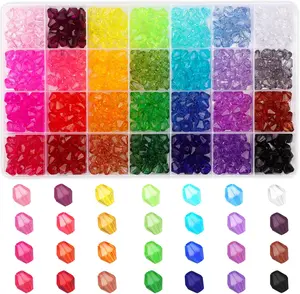 560Pcs Crystal Beads for Jewelry Making, Crystal Acrylic Bead Faceted Craft Beads Bicone Gem Beads Jewel for Jewelry Making (10 MM)