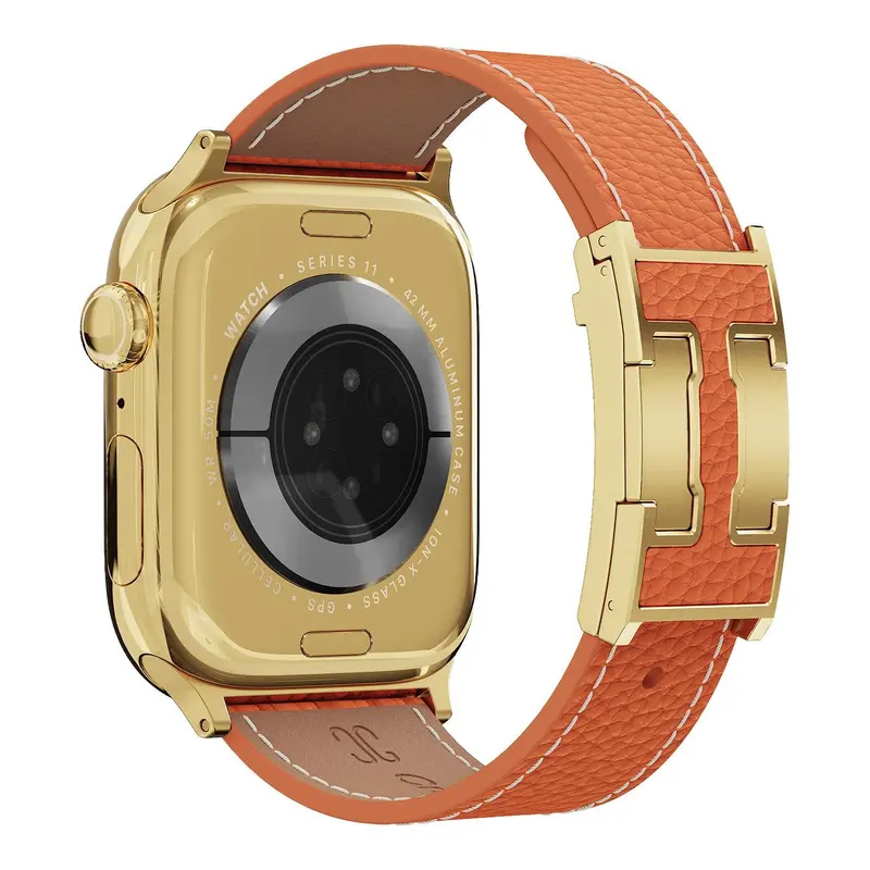 CrazyGrass Women's Genuine Pebbled Leather Smart Watch Band - Wearable Electronic Gadgets Accessory with Magnetic Clasp, Fits 38/40/41/42/44/45/46/49mm Devices, Adjustable for 160-210mm Wrists, Elegant Everyday Style (Watch Not Included)