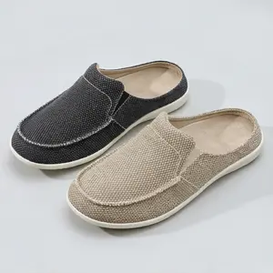 SHOESLOCKER Men's Woven Mules - Round Toe, Open Heel, Plain, Modern Minimalist Slip-On Walking Shoes - Rubber Sole, Hassle-Free, Comfortable, Lightweight Casual Footwear for Streetwear, Gym,summervibes tiktokshopspringglowup