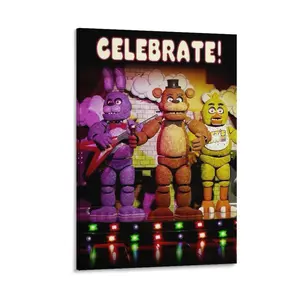 Five Nights at Freddy Movie Poster Highlighting Stunning Game - Inspired Paintings Canvas Poster Bedroom Decor Sports Landscape Office Room Decor Gift Frames Ornaments Wall Decoration Artistic Print