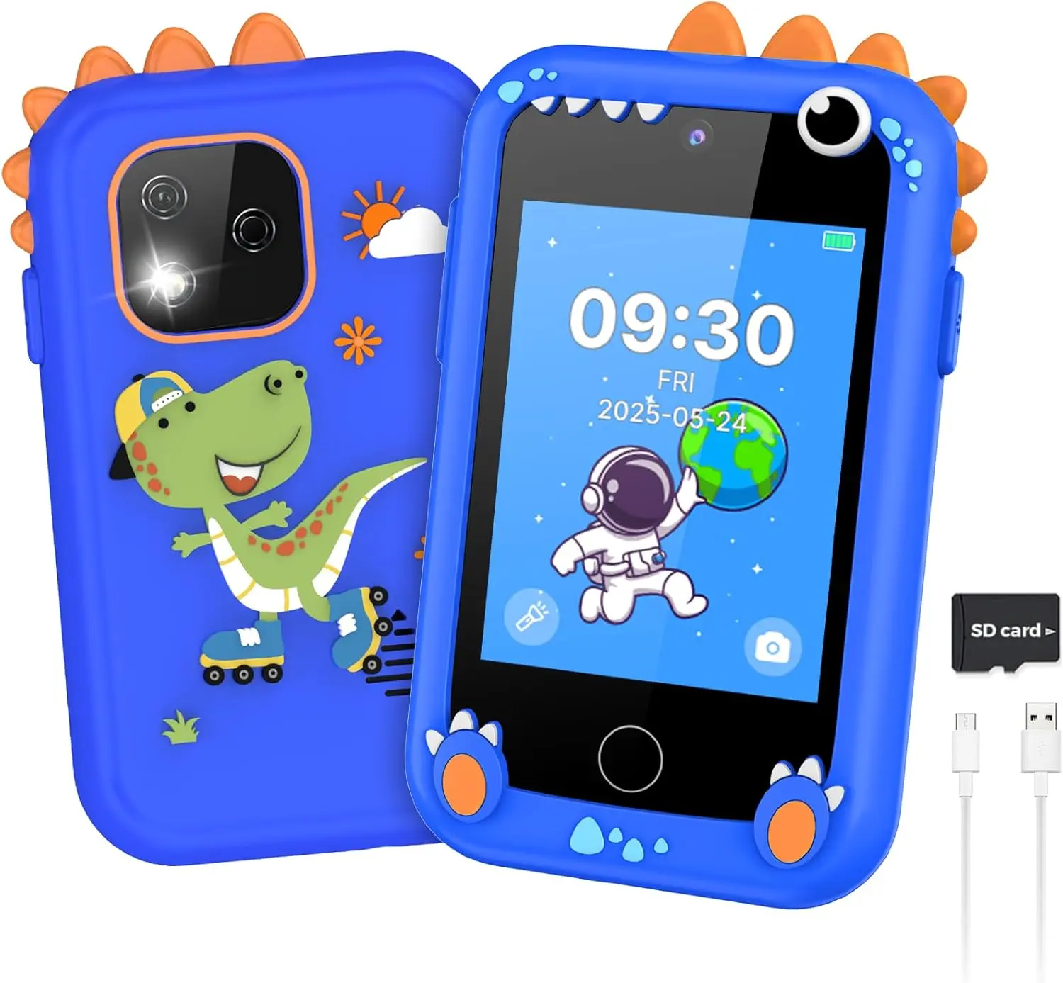 Halloween Fall Gift Kids Smart Phone Toys for Boys, Toddler Phone with 2.8 Inch Touchscreen, HD Dual Cameras, 25 Learning Games, MP3 Player/Story with SD Card, Toddler Toys Christmas Birthday Gifts for Ages 3-12, Blue