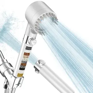 FEELSO Filtered Handheld Shower Head, 4 Spray Modes High Pressure Shower with Water Softener Beads, Removes Chlorine for Dry Itchy Skin, Chrome Finish