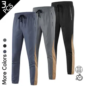 3 Pack Women's Quick Dry Joggers with Zipper Pockets, Lightweight Color Block Athletic Pants, Breathable Hiking Running Training Sweatpants for Women