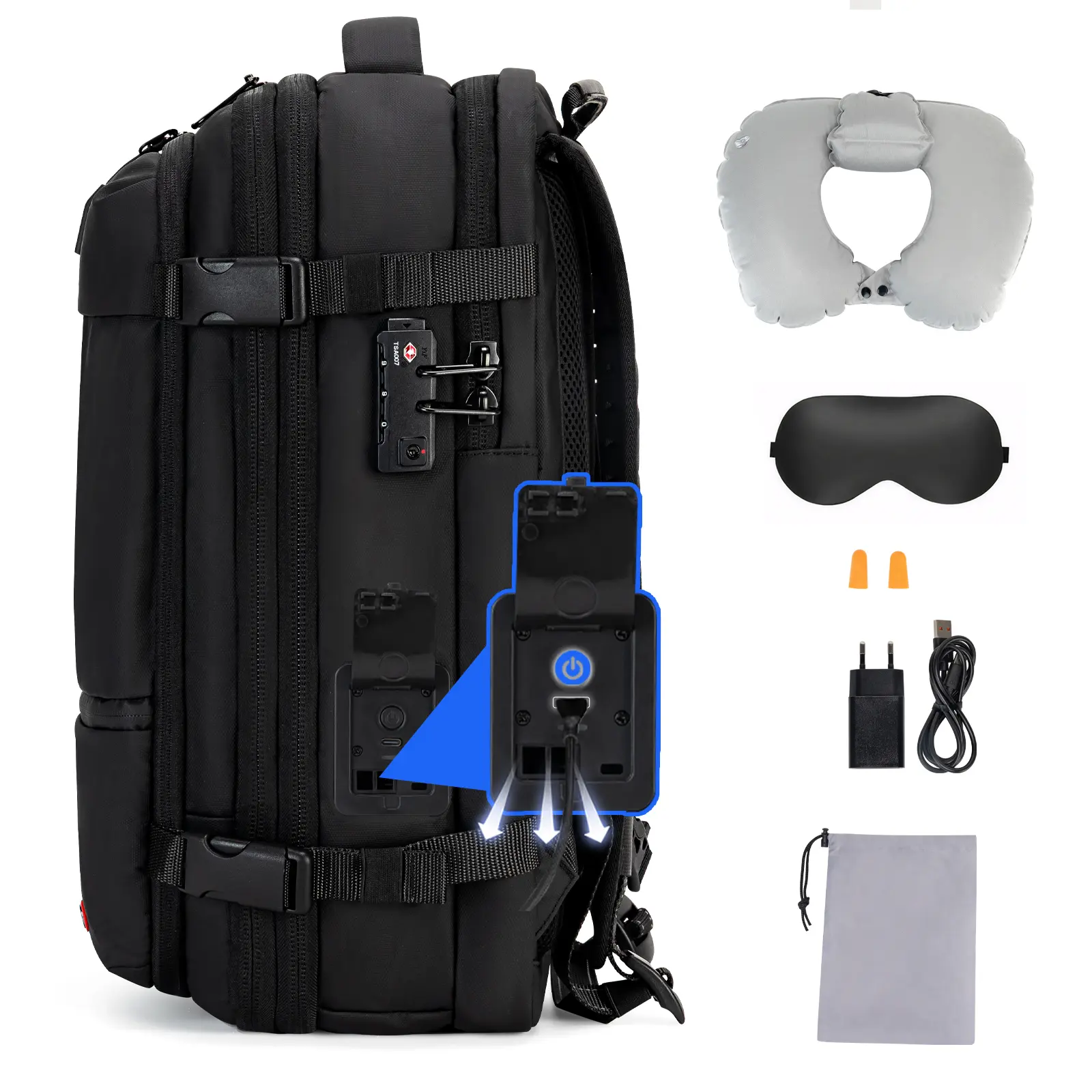 Kabaqoo Vacuum Seal Backpack Travel with Built-in Pump 60L Expandable USB Compression System TSA Lock Water Resistant Carry-On 80L Capacity SpringStatements summerwins