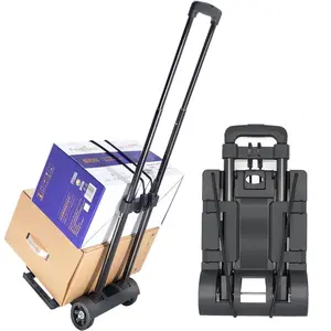 Folding Hand  Trolley , Folding Cart Small Trolley  with Wheels, Lightweight Utility  Expandable Baseplate Small Backpack Portable Luggage Cart for Airport Travel