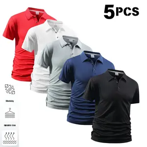 Men’s Collared Polo Shirt, Pack of 5 — Business Casual, Versatile T‑Shirt