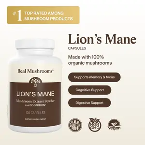 Real Mushrooms Organic Lion's Mane Capsules | Natural Brain Health Supplement | 100% Mushroom No Fillers | Third Party Tested | 60-150 Day Supply