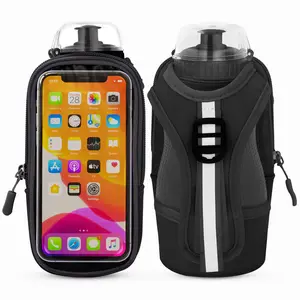 Handheld Running Water Bottle (17oz) | Water Bottle Phone Holder | Secure Seal & Non-Slip Rubber Grip | Phone Holder for Running | Handheld Water Bottle Running | Running Water Bottle Hand