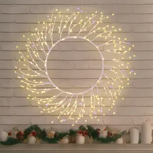 Absolutely Stunning 260-LED Christmas Wreath with Magical Sparking Bubbles USB-Powered for Front Door Decoration Full Ambiance Christmas Decorations