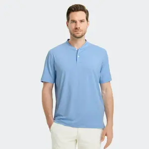MAELREG Henley Golf Shirts for Men Dry Fit Moisture Wicking Performance Solid Casual Mens Henley Shirts Short Sleeve,