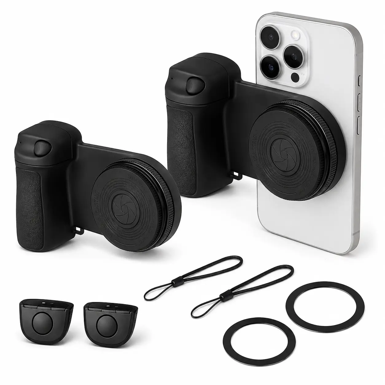 Magnetic Phone Camera Grip with Fill Light & Mirror, MagSafe Compatible Selfie Grip with Wireless Remote Shutter, Handheld Vlog Stabilizer for iPhone & Android Content Creators