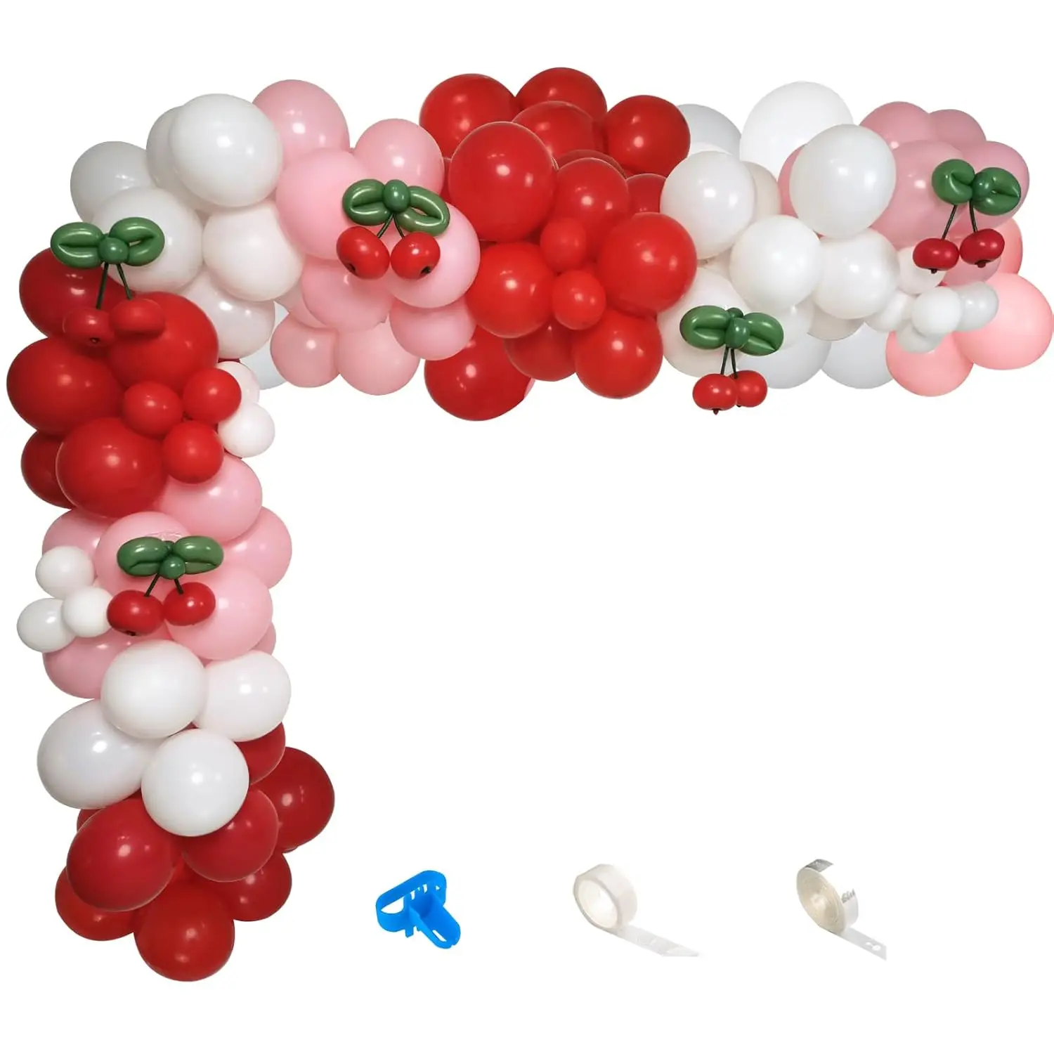 Cherry Balloon Garland Arch Kit Red, Pink & White with DIY Cherry Fruit for Baby Shower & More