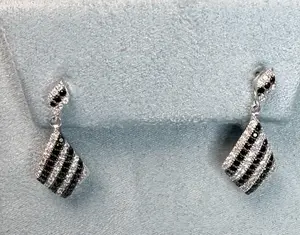 Kite Shape black and white Sterling Silver set