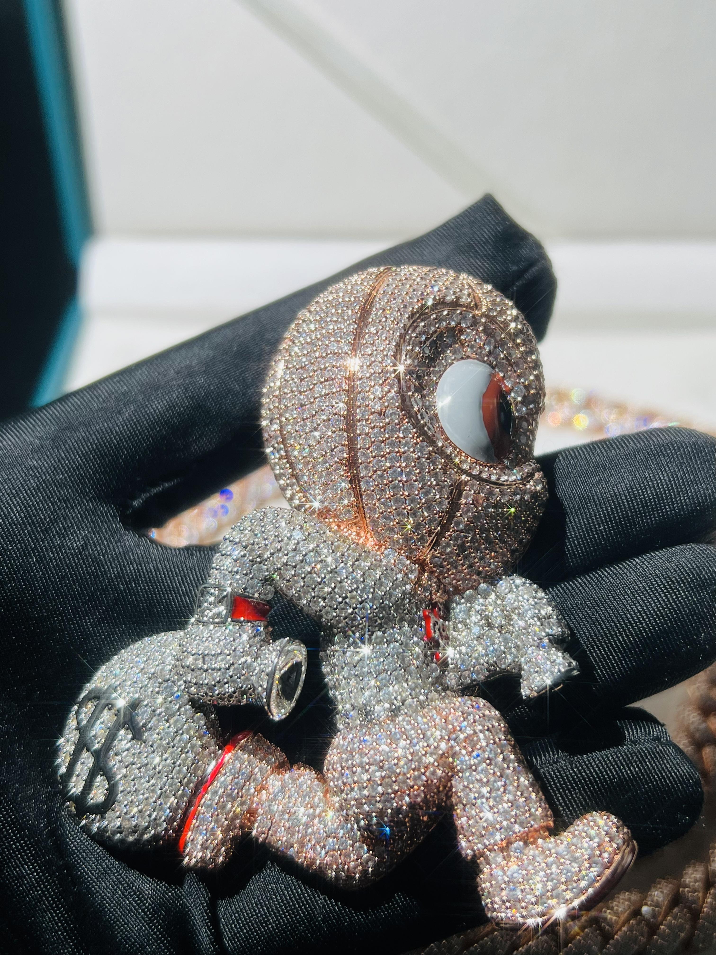 Personalized Thief Money Bag 3D Customized Hip Hop Pendant Premium Luxury Pendant with Ice Crystal Little Bald Head Pendant Luxury Valentine's Day Father's Day Mother's Day and Anniversary Gifts