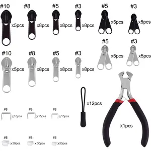 MIAHART 211 Pcs Zipper Repair Kit with Plier for DIY Bags Luggage Backpacks Silver & Black Zippers Stopper Puller SetValentine's Day, gift