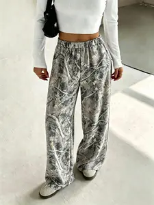 Women's Camouflage Wide Leg Sweatpants, American Y2K Retro Streetwear Style, Casual Loose-Fit Ankle-Length Trousers, All Seasons Fashion