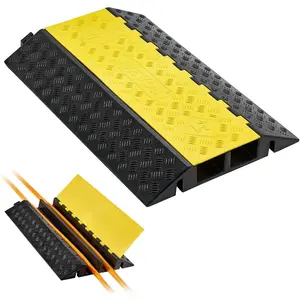 VEVOR 3.28 ft Cable Protector Ramp, 4 Pack of 1 Channel, 18000 lbs/axle Capacity Heavy Duty Rubber Speed Bumps, Floor Cord Cable Protector Wire Cover, for Residential Areas, Private Garages, GardensVEVOR Super Brand Day