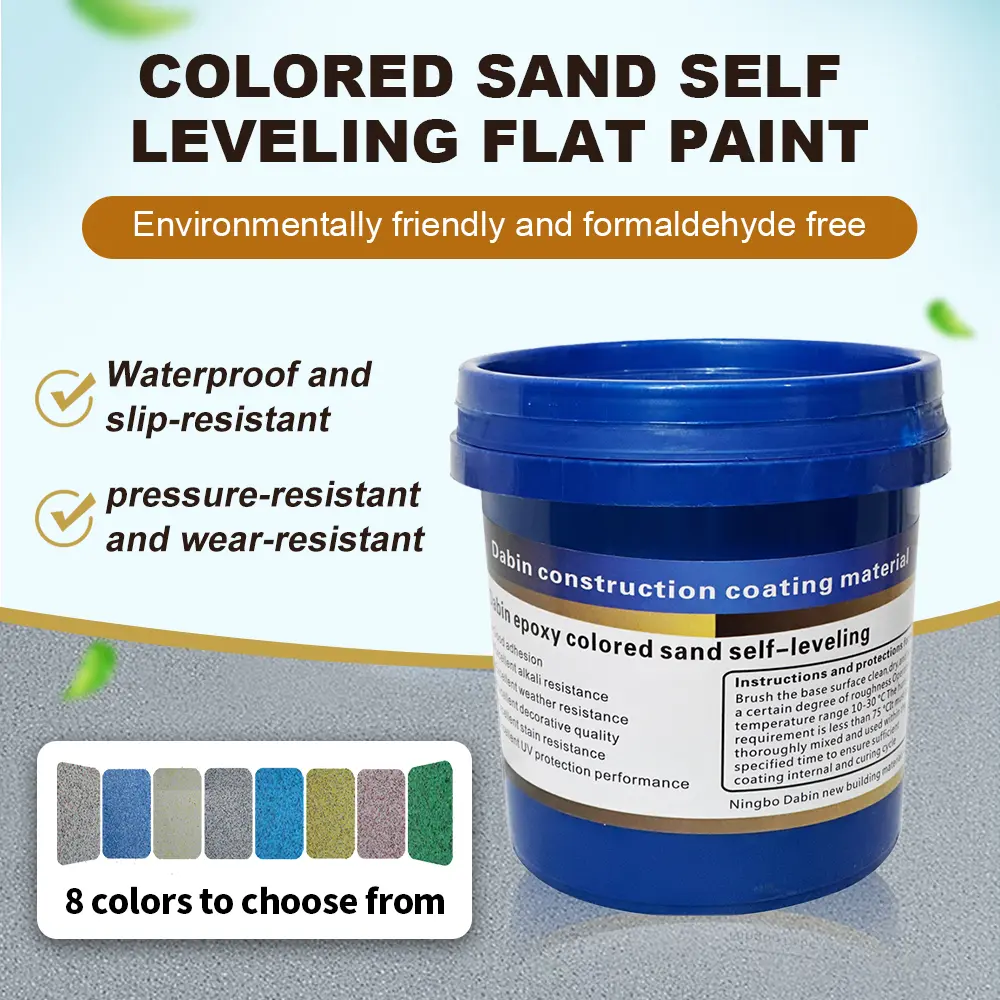 Epoxy colored sand floor paint, high gloss marble effect garage paint, dirt resistant, waterproof, anti slip, self leveling epoxy floor paint