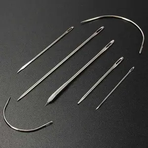 Hand Sewing Needle Set, 7 Large Eye Needles, Leather Sewing Kit, Bent Needles, Curved Needles, Home Use