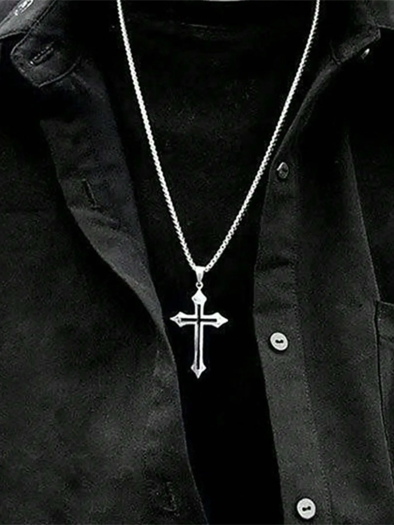 Vintage Cross Pendant Necklace, Cross Necklaces for Men & Women, Fashion Jewelry for Party, Faith Necklace, Daily Clothing Decor, Trendy All-match & Exquisite Jewelry for Birthday Gift