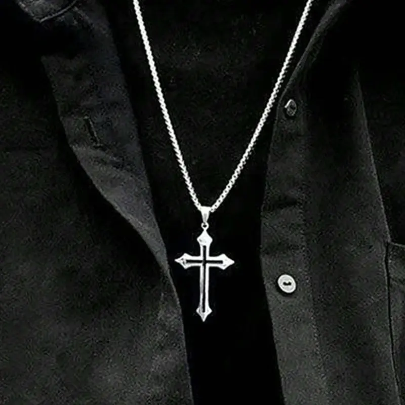 Vintage Cross Pendant Necklace, Cross Necklaces for Men & Women, Fashion Jewelry for Party, Faith Necklace, Daily Clothing Decor, Trendy All-match & Exquisite Jewelry for Birthday Gift, Cross Necklace Chain