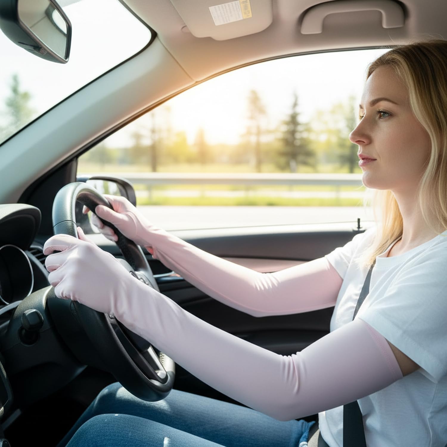 UV Protection Driving Gloves for Women, Full Arm Sun Protection Sleeves with Finger Holes for Outdoor Activities