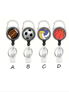 Fashionable Ball Pattern Stretch Lanyard Buckle, Multifunctional ID Card Holder, Portable Keychain, Casual Style for Office, School, Travel, Badge Holder