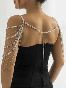 Sexy Exaggerated Fringe Multi-Layer Shoulder Chain Back Body Chain, Fashionable Accessory for Stylish, Perfect for Parties & Events, Body Jewelry