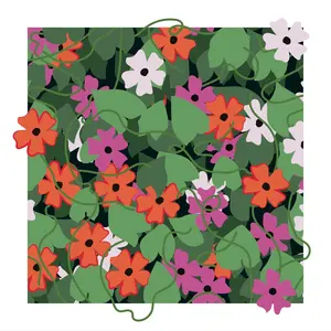 Red and Pink Black-eyed Susan Vine Print