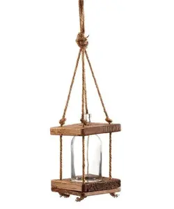 Rope & Wood Hanging Vase