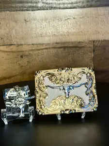 Western Longhorn Buckle &amp; Matching key chain Set