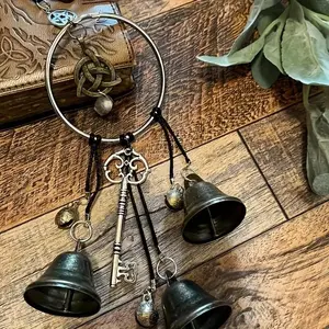 Handmade Iron Witch Bell Wind Chime, Outdoor Waterproof, Rustic Metal Hanging Ornament, Durable Home Garden Decor, Perfect Gift for Holidays