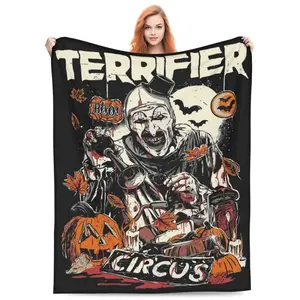 Terrifier Art The Clown Blanket Fleece Textile Decor Portable Lightweight Throw Blanket for Sofa Couch Bedspread 140