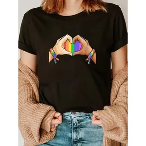 GGOR 100% Cotton Casual Tshirt Gay Pride Clothing LGBT Rainbow Flag T Shirt Tee Heart Unity T-Shirt