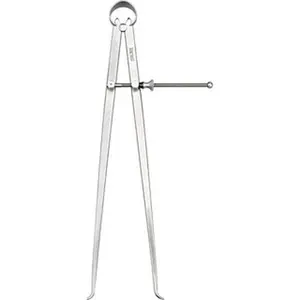 Starrett Polished Finish Flat Leg Inside Caliper - Spring Joint, Max 12"/300mm Measurement, Model 50342