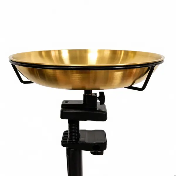 10" Bird Bath/Birdseed Feeding Tray with 3" Clamp Railing/Fence Mount for Deck/Balcony/Porch Golden Metal Deep Wild Bird Water/Seed Feeder