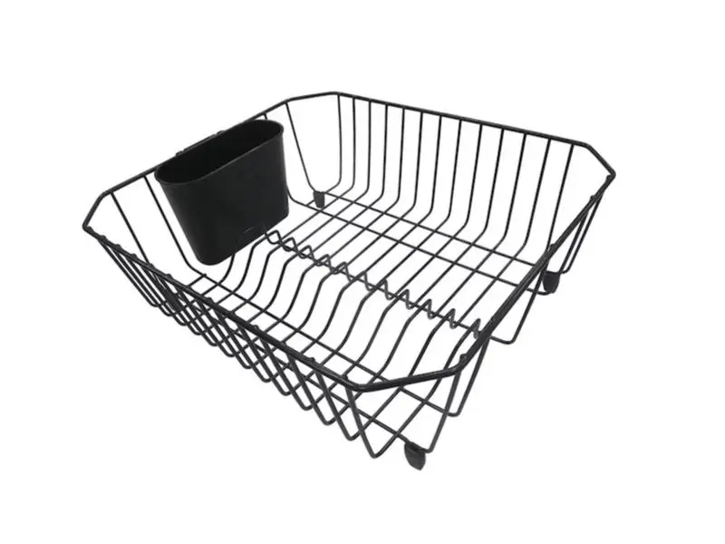 Style Selections 1-Tier Freestanding Black Metal Plate Rack - 12.6-in W x 5.31-in H x 14.37-in D